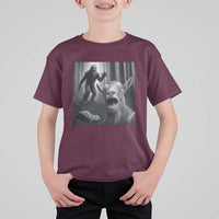 Goat Selfie With Bigfoot T Shirt For Kid Funny Cryptid Gift - Wonder Print Shop