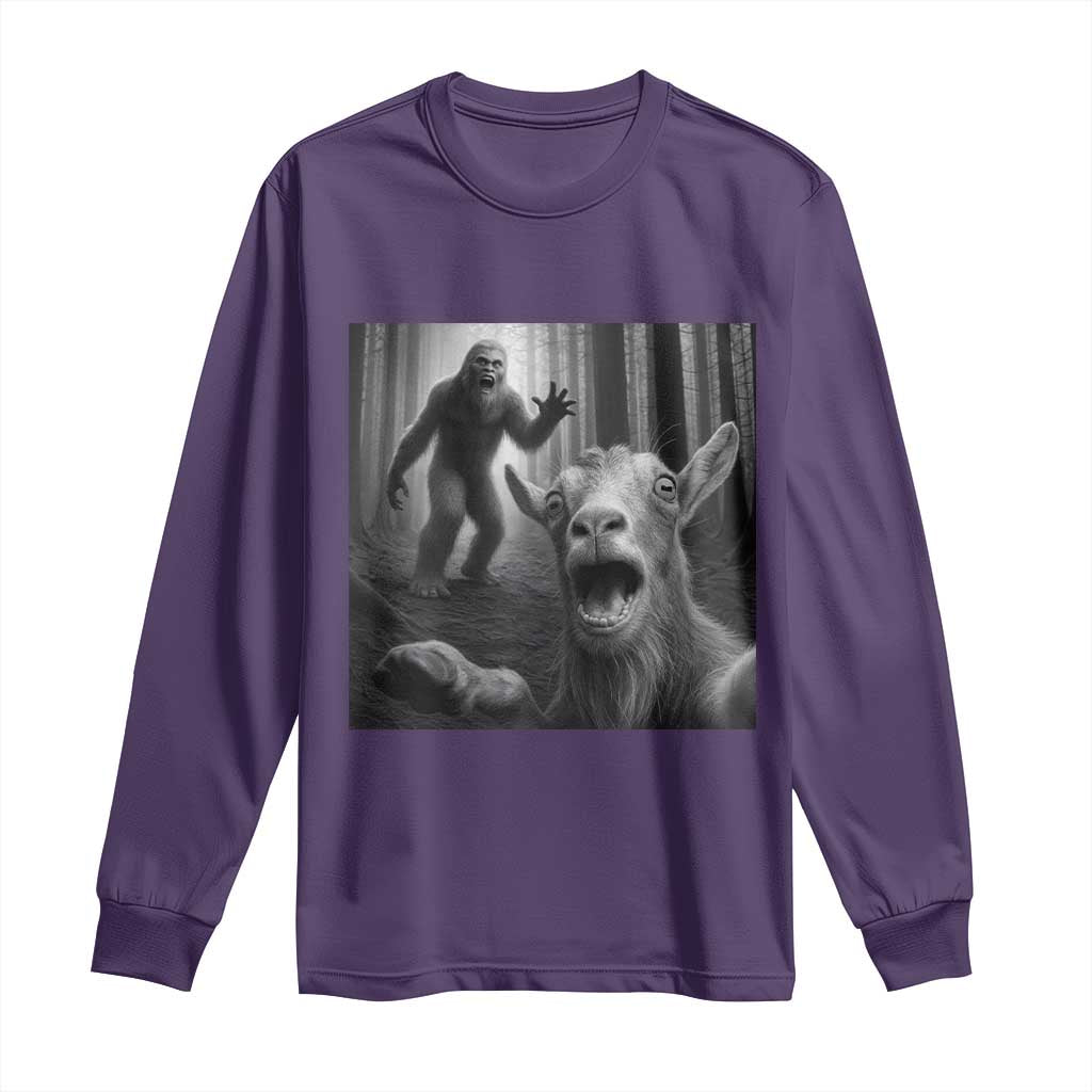 Goat Selfie With Bigfoot Long Sleeve Shirt Funny Cryptid Gift - Wonder Print Shop