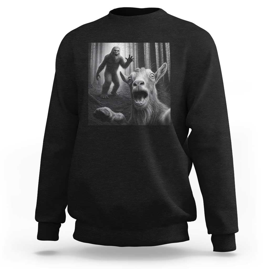 Goat Selfie With Bigfoot Sweatshirt Funny Cryptid Gift - Wonder Print Shop