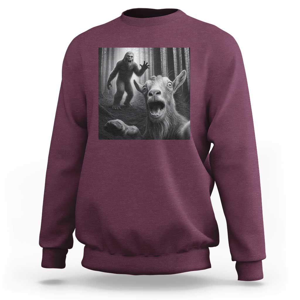Goat Selfie With Bigfoot Sweatshirt Funny Cryptid Gift - Wonder Print Shop