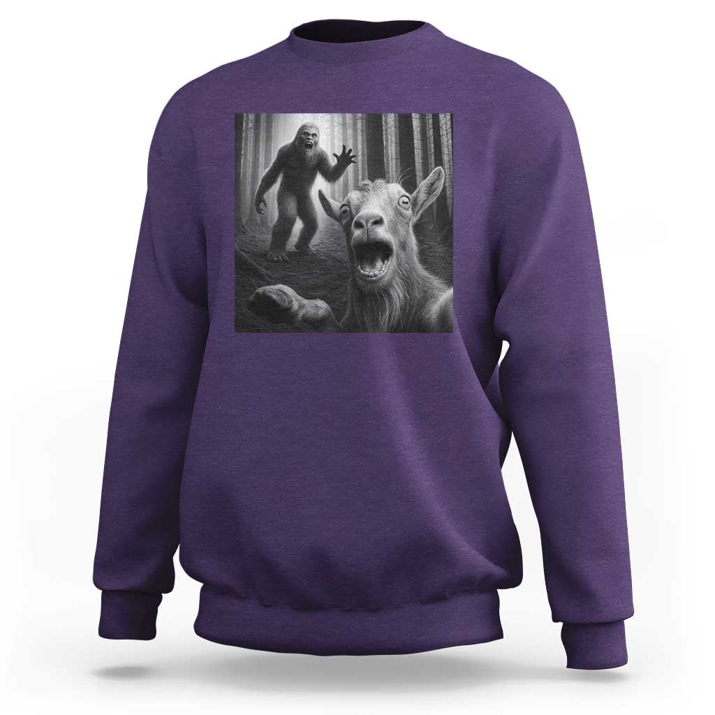 Goat Selfie With Bigfoot Sweatshirt Funny Cryptid Gift - Wonder Print Shop