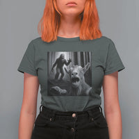 Goat Selfie With Bigfoot T Shirt For Women Funny Cryptid Gift - Wonder Print Shop