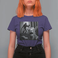 Goat Selfie With Bigfoot T Shirt For Women Funny Cryptid Gift - Wonder Print Shop