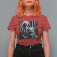 Goat Selfie With Bigfoot T Shirt For Women Funny Cryptid Gift - Wonder Print Shop