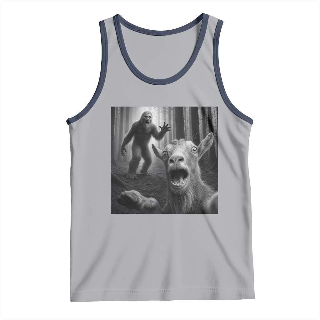 Goat Selfie With Bigfoot Tank Top Funny Cryptid Gift - Wonder Print Shop