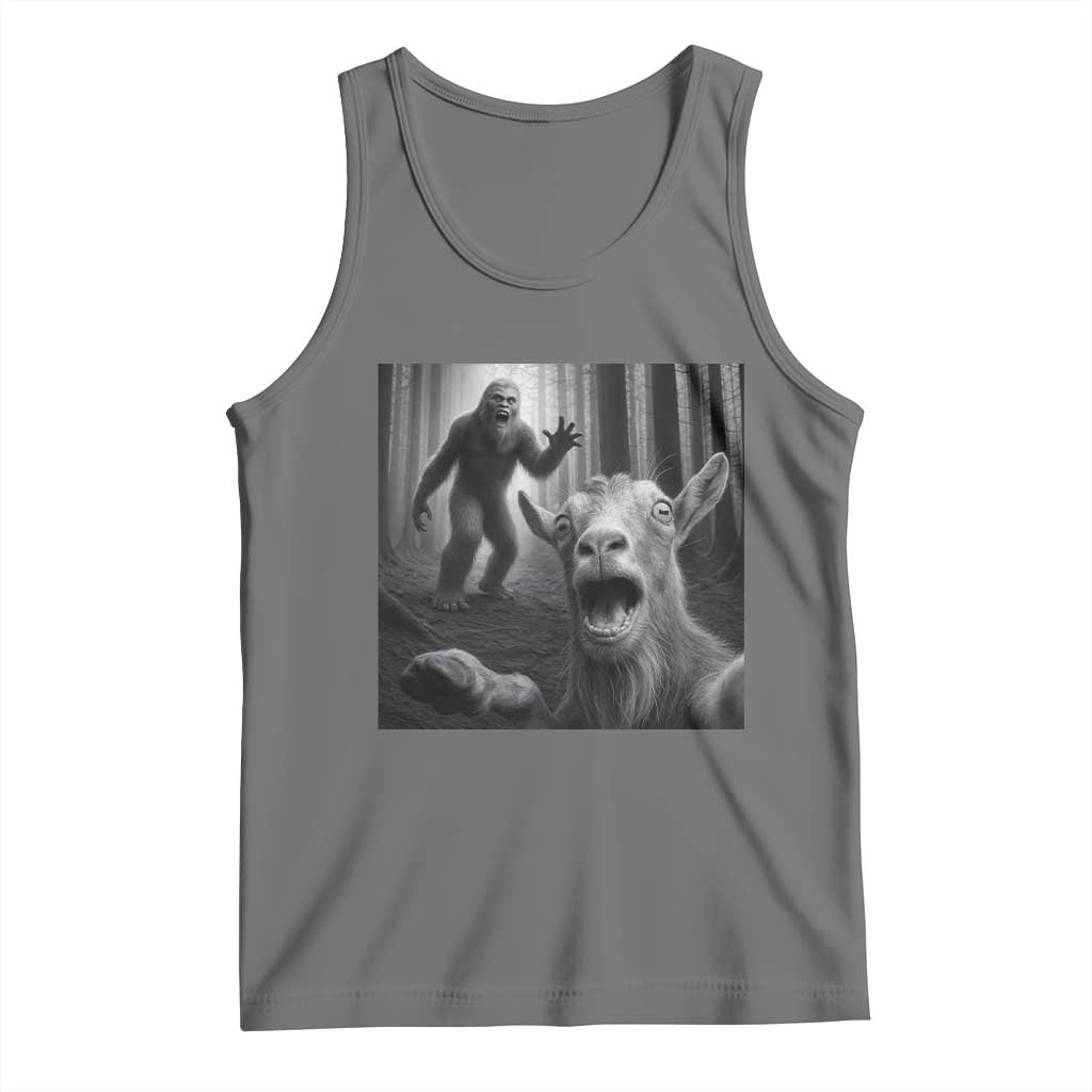 Goat Selfie With Bigfoot Tank Top Funny Cryptid Gift - Wonder Print Shop