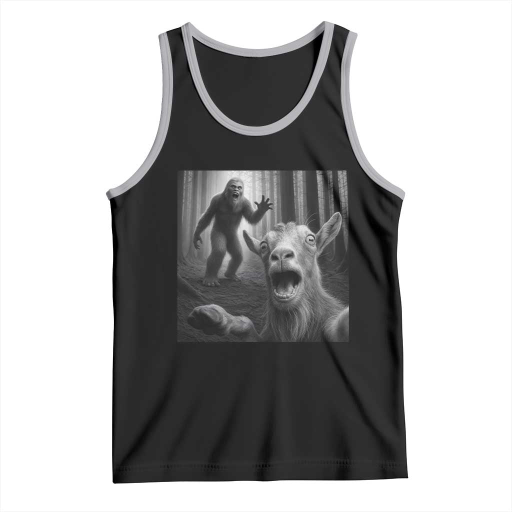 Goat Selfie With Bigfoot Tank Top Funny Cryptid Gift - Wonder Print Shop