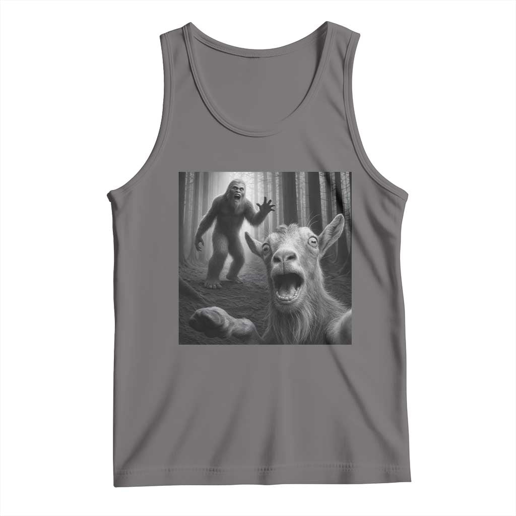 Goat Selfie With Bigfoot Tank Top Funny Cryptid Gift - Wonder Print Shop