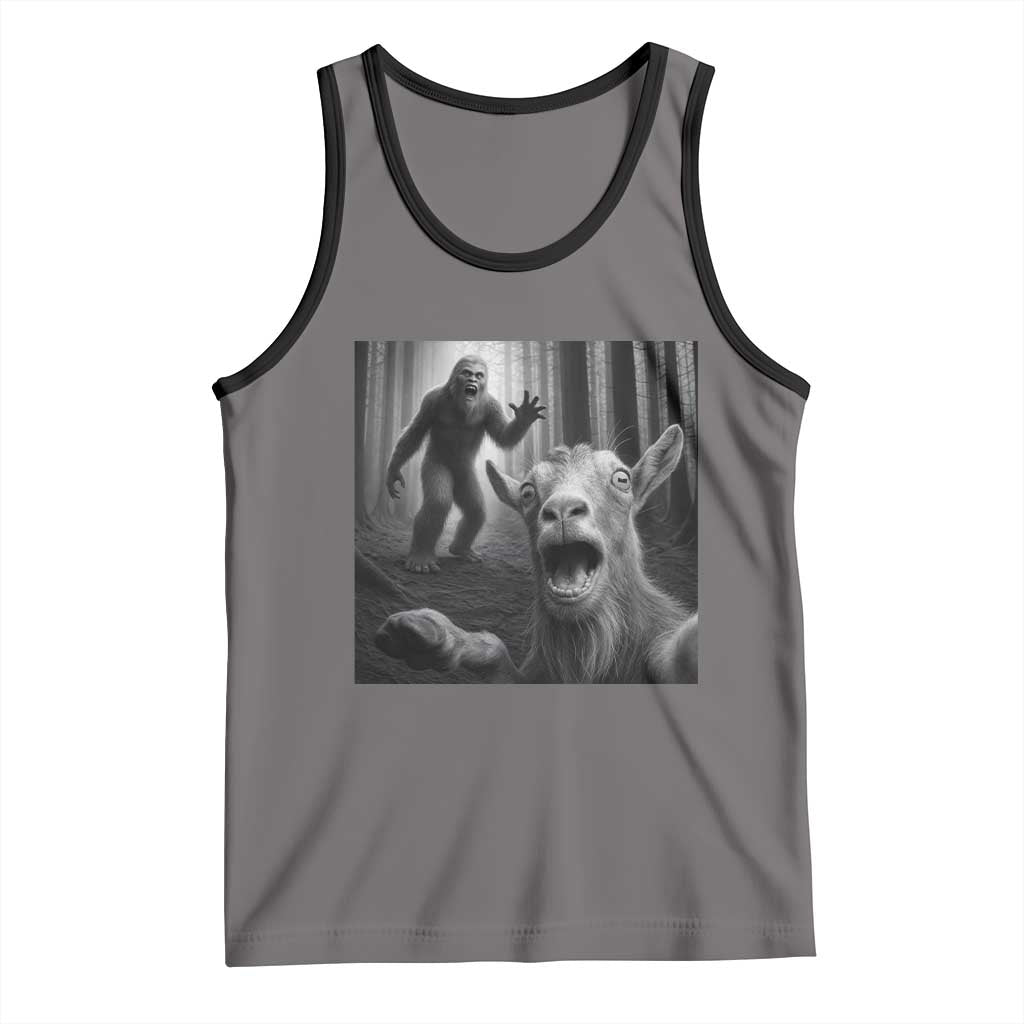 Goat Selfie With Bigfoot Tank Top Funny Cryptid Gift - Wonder Print Shop