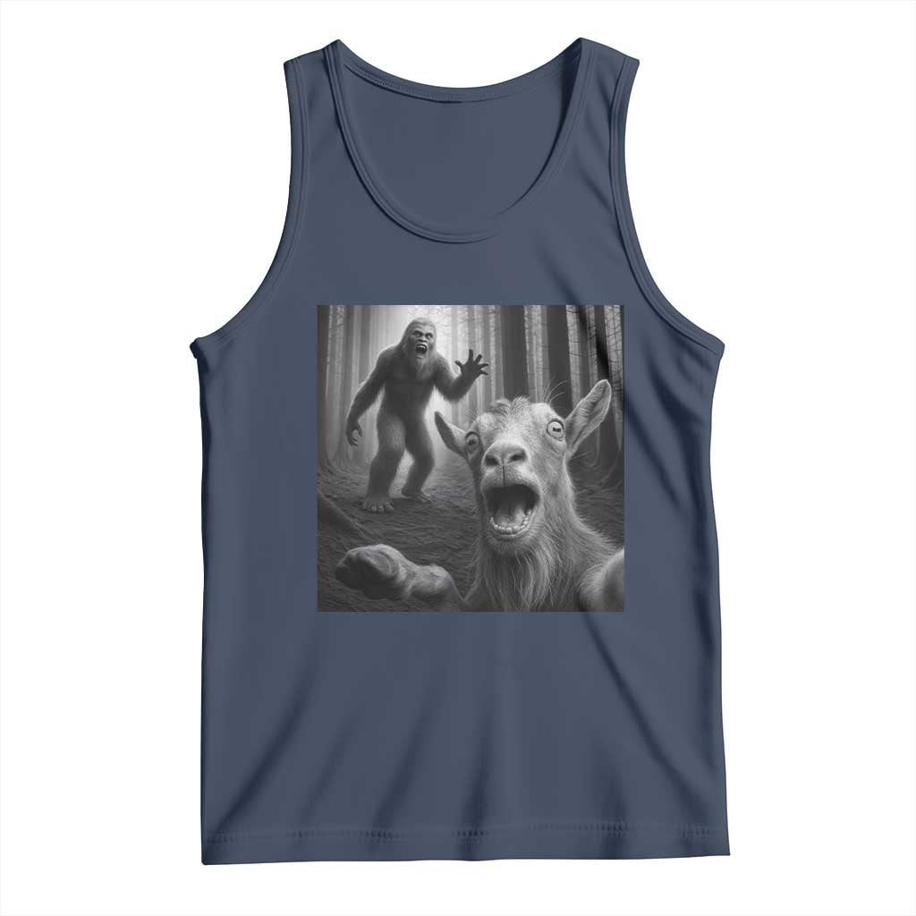 Goat Selfie With Bigfoot Tank Top Funny Cryptid Gift - Wonder Print Shop