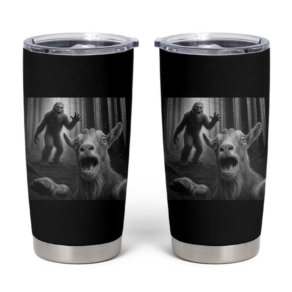 Goat Selfie With Bigfoot Tumbler Cup Funny Cryptid Gift