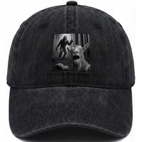 Goat Selfie With Bigfoot Washed Cotton Baseball Cap Funny Cryptid Gift