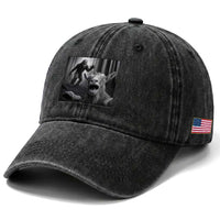 Goat Selfie With Bigfoot Washed Cotton Baseball Cap Funny Cryptid Gift