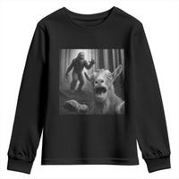 Goat Selfie With Bigfoot Youth Sweatshirt Funny Cryptid Gift - Wonder Print Shop