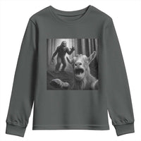 Goat Selfie With Bigfoot Youth Sweatshirt Funny Cryptid Gift - Wonder Print Shop