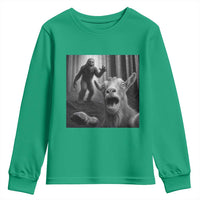 Goat Selfie With Bigfoot Youth Sweatshirt Funny Cryptid Gift - Wonder Print Shop