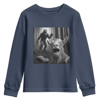 Goat Selfie With Bigfoot Youth Sweatshirt Funny Cryptid Gift - Wonder Print Shop
