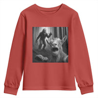 Goat Selfie With Bigfoot Youth Sweatshirt Funny Cryptid Gift - Wonder Print Shop