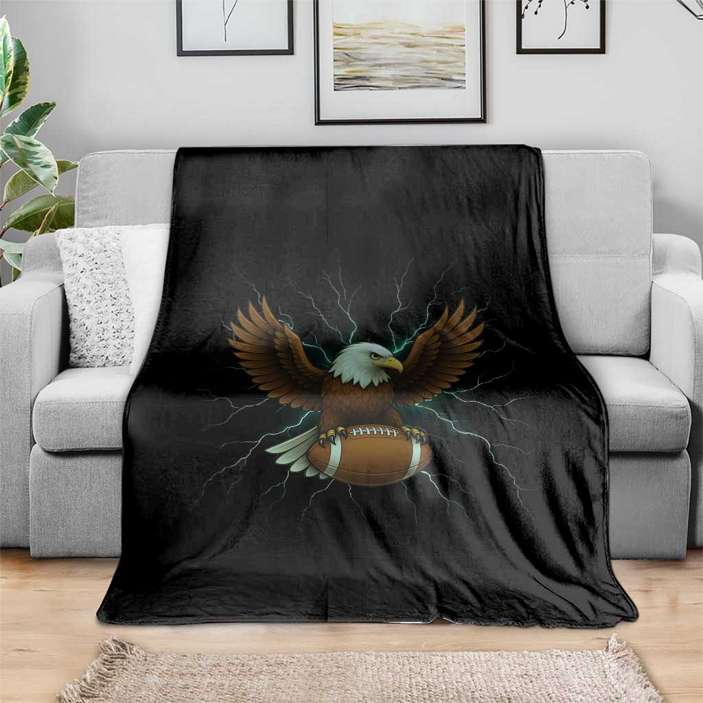 Lightning Eagle Holding Throw Blanket Football Player Gift - Wonder Print Shop