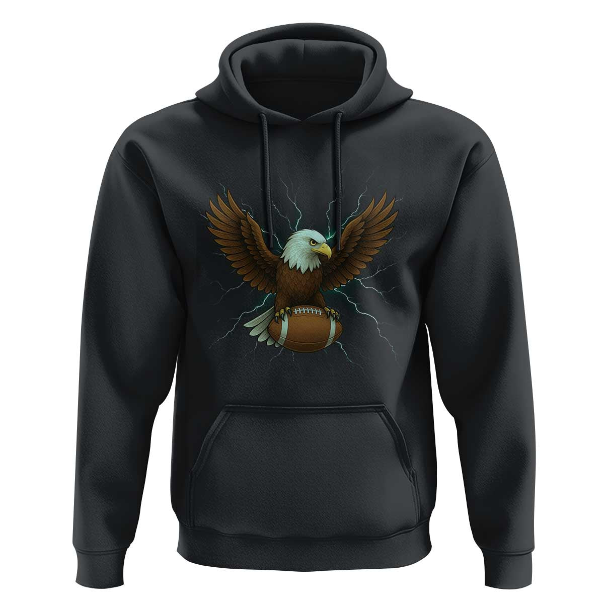 Lightning Eagle Holding Hoodie Football Player Gift - Wonder Print Shop