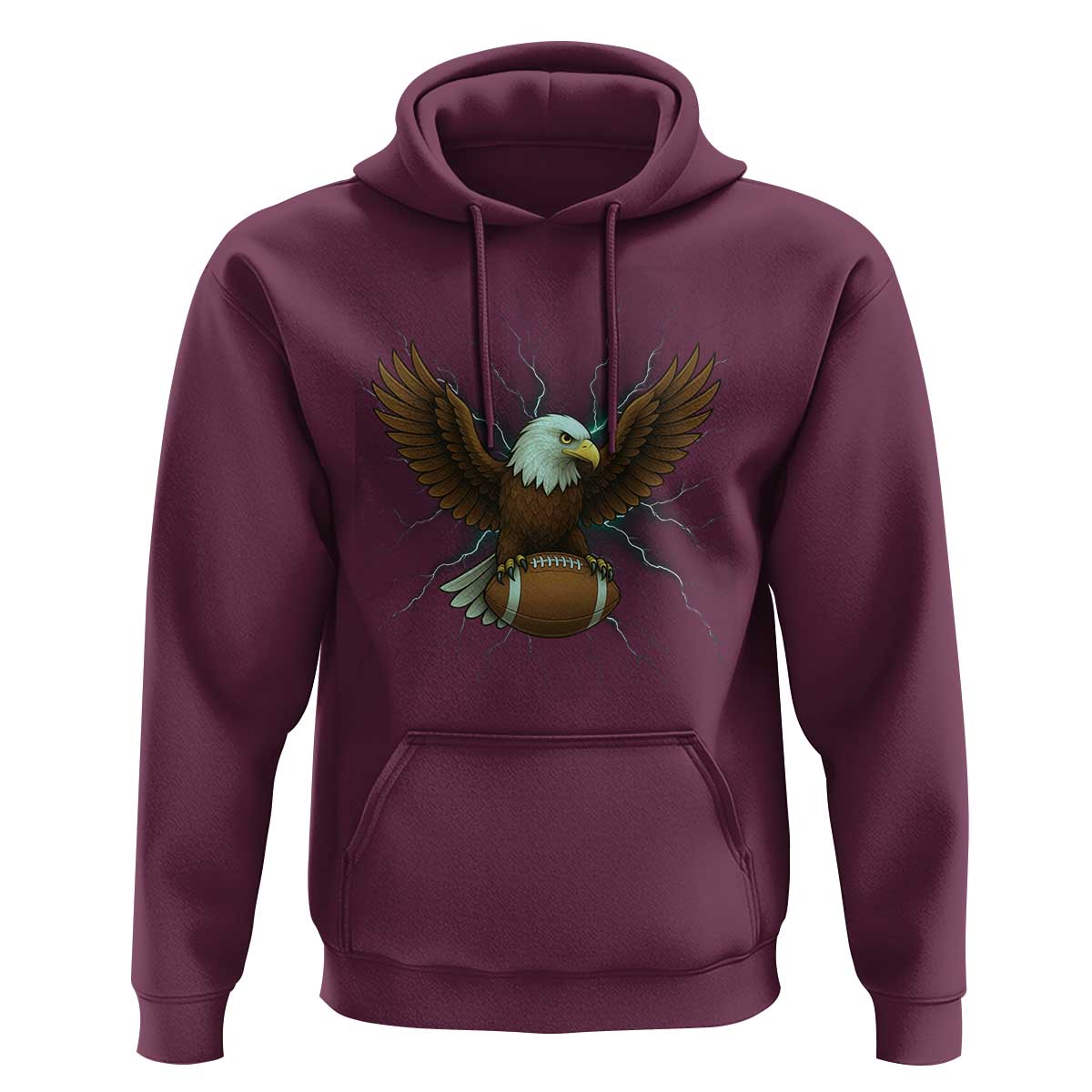 Lightning Eagle Holding Hoodie Football Player Gift - Wonder Print Shop