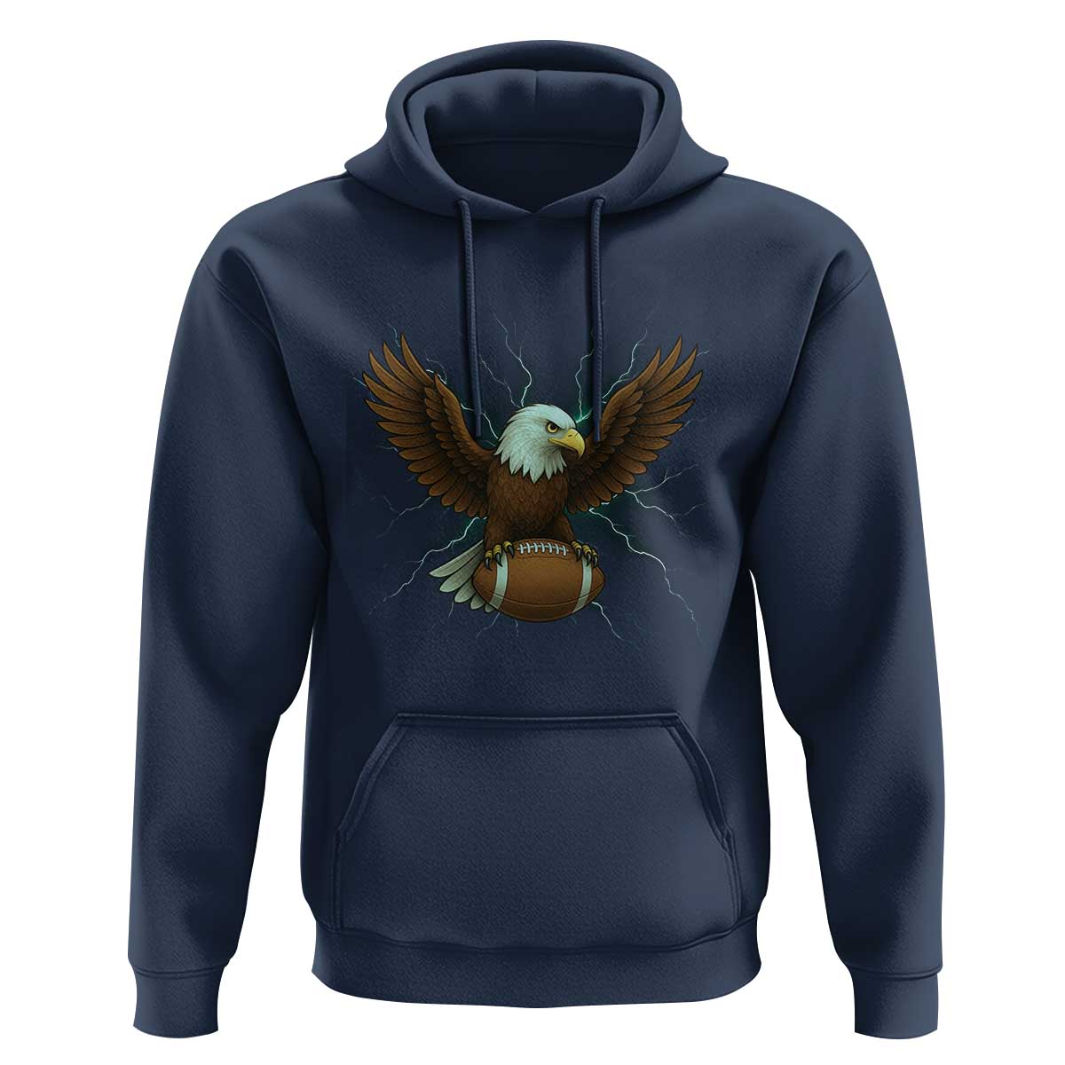 Lightning Eagle Holding Hoodie Football Player Gift - Wonder Print Shop