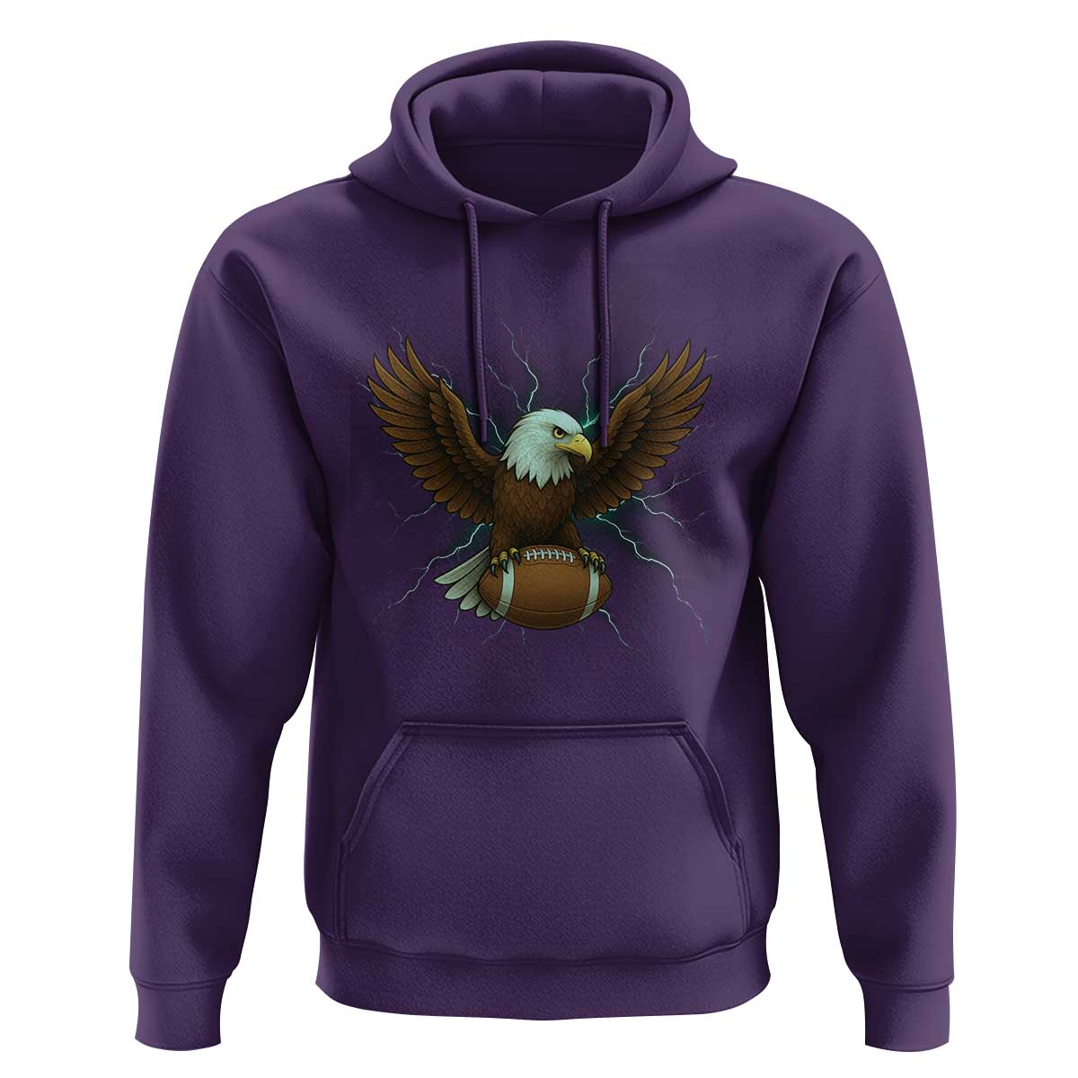 Lightning Eagle Holding Hoodie Football Player Gift - Wonder Print Shop