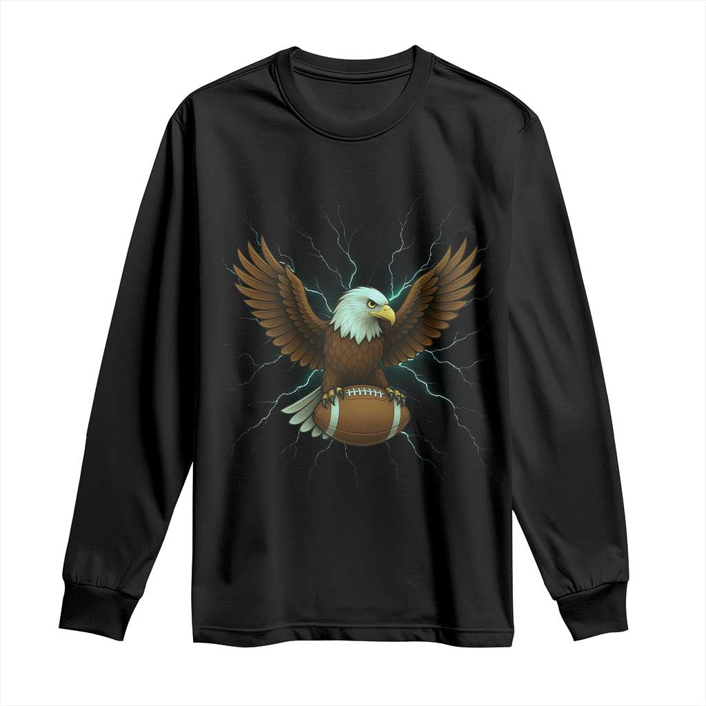 Lightning Eagle Holding Long Sleeve Shirt Football Player Gift - Wonder Print Shop