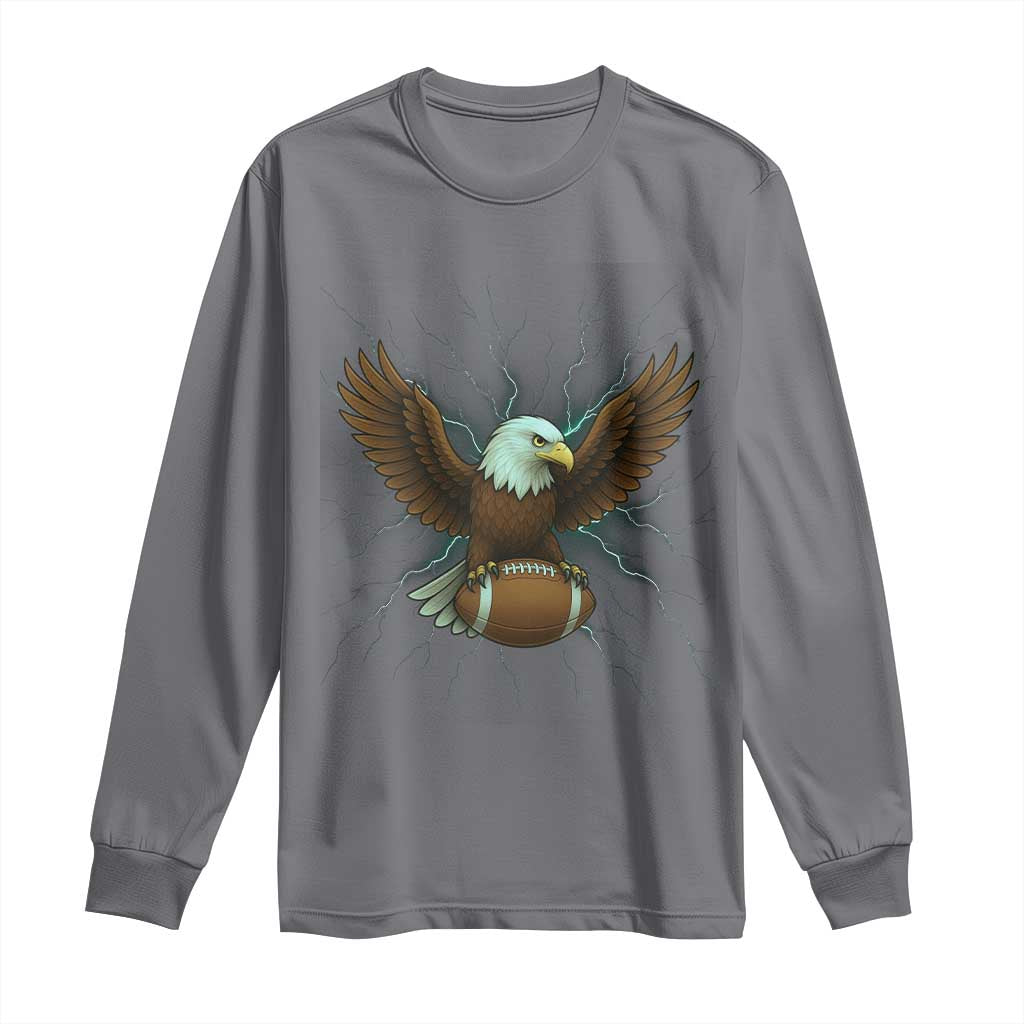 Lightning Eagle Holding Long Sleeve Shirt Football Player Gift - Wonder Print Shop