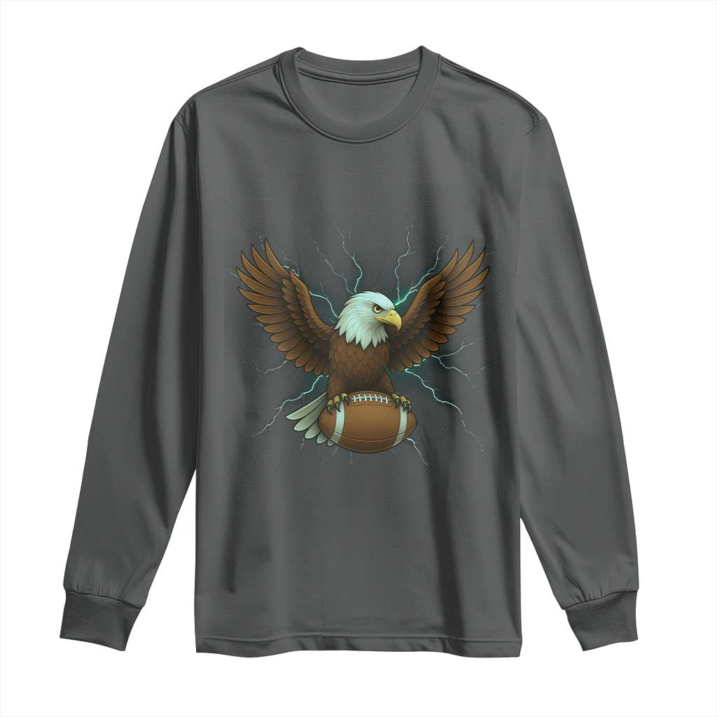 Lightning Eagle Holding Long Sleeve Shirt Football Player Gift - Wonder Print Shop