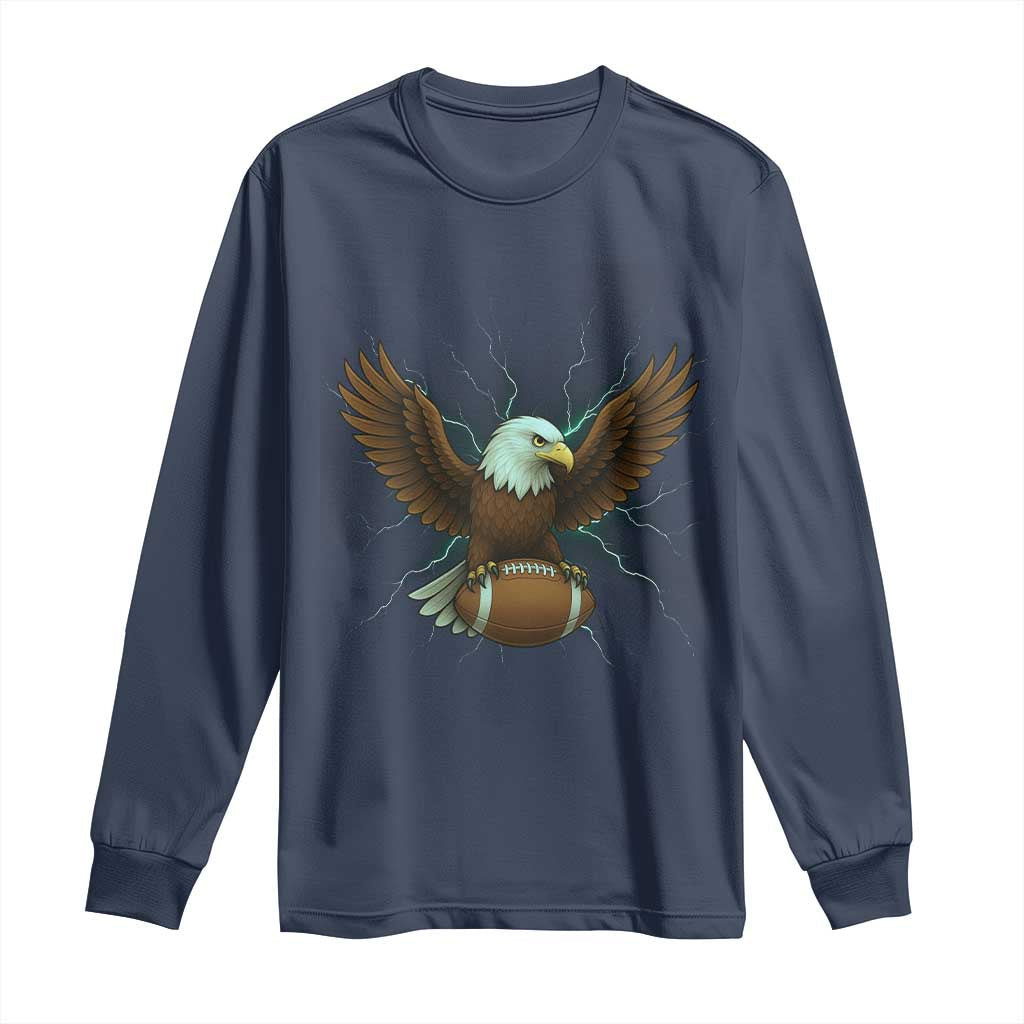 Lightning Eagle Holding Long Sleeve Shirt Football Player Gift - Wonder Print Shop