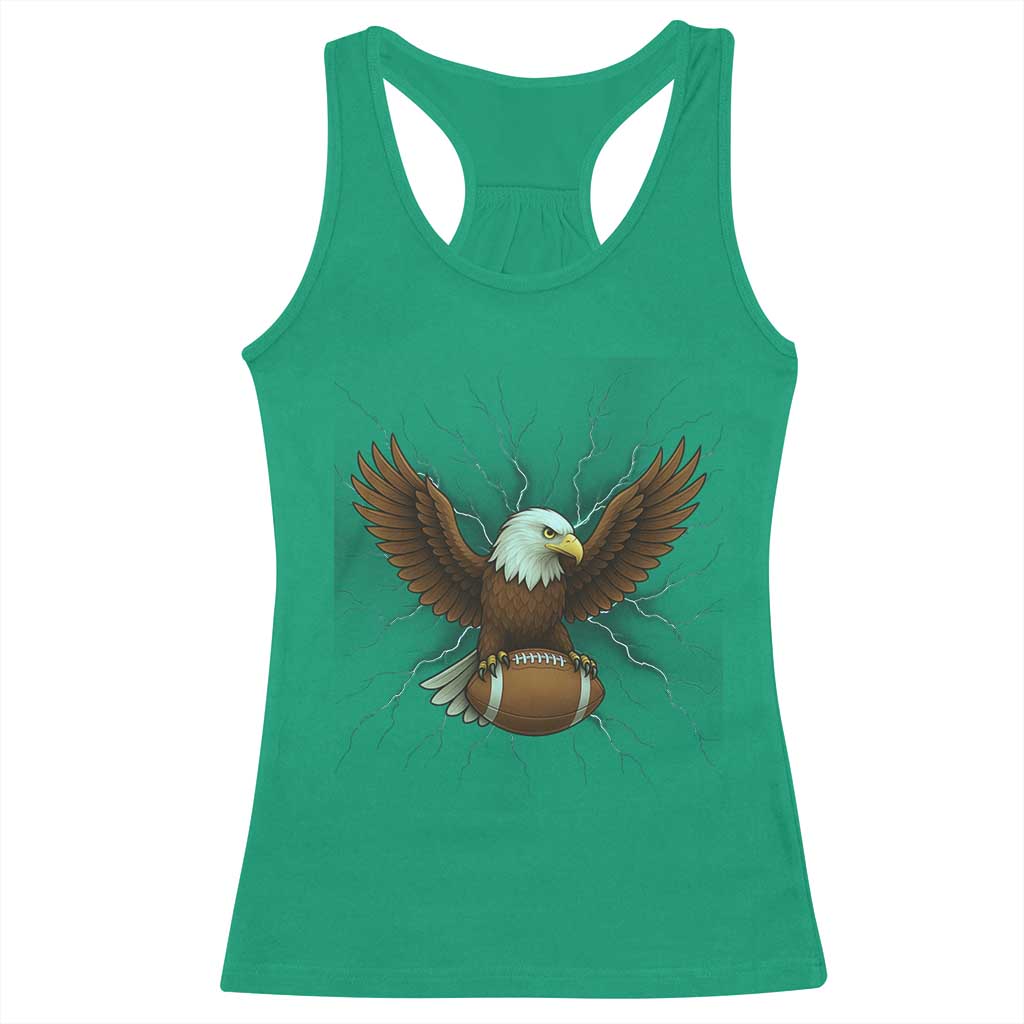 Lightning Eagle Holding Racerback Tank Top Football Player Gift - Wonder Print Shop