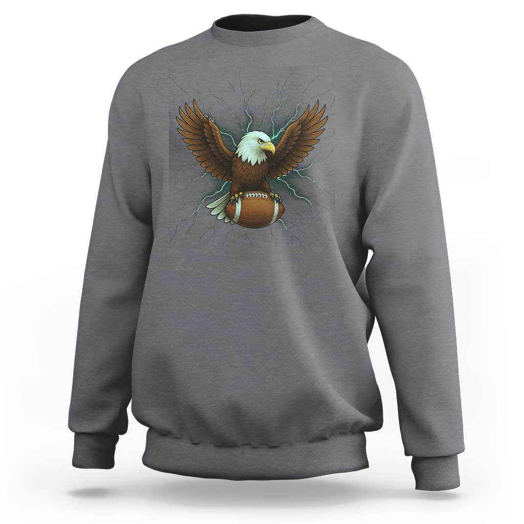Lightning Eagle Holding Sweatshirt Football Player Gift - Wonder Print Shop