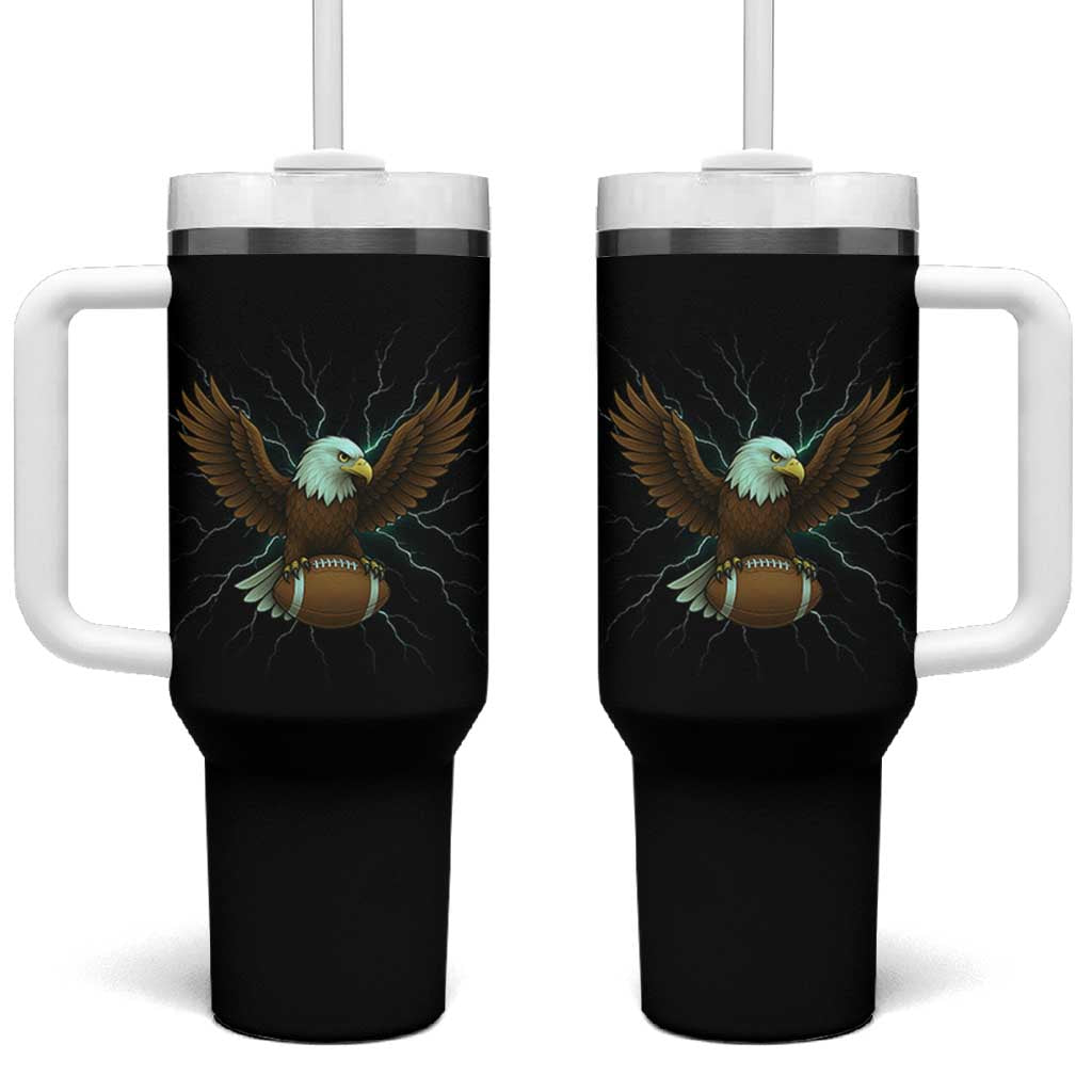 Lightning Eagle Holding Tumbler With Handle Football Player Gift - Wonder Print Shop
