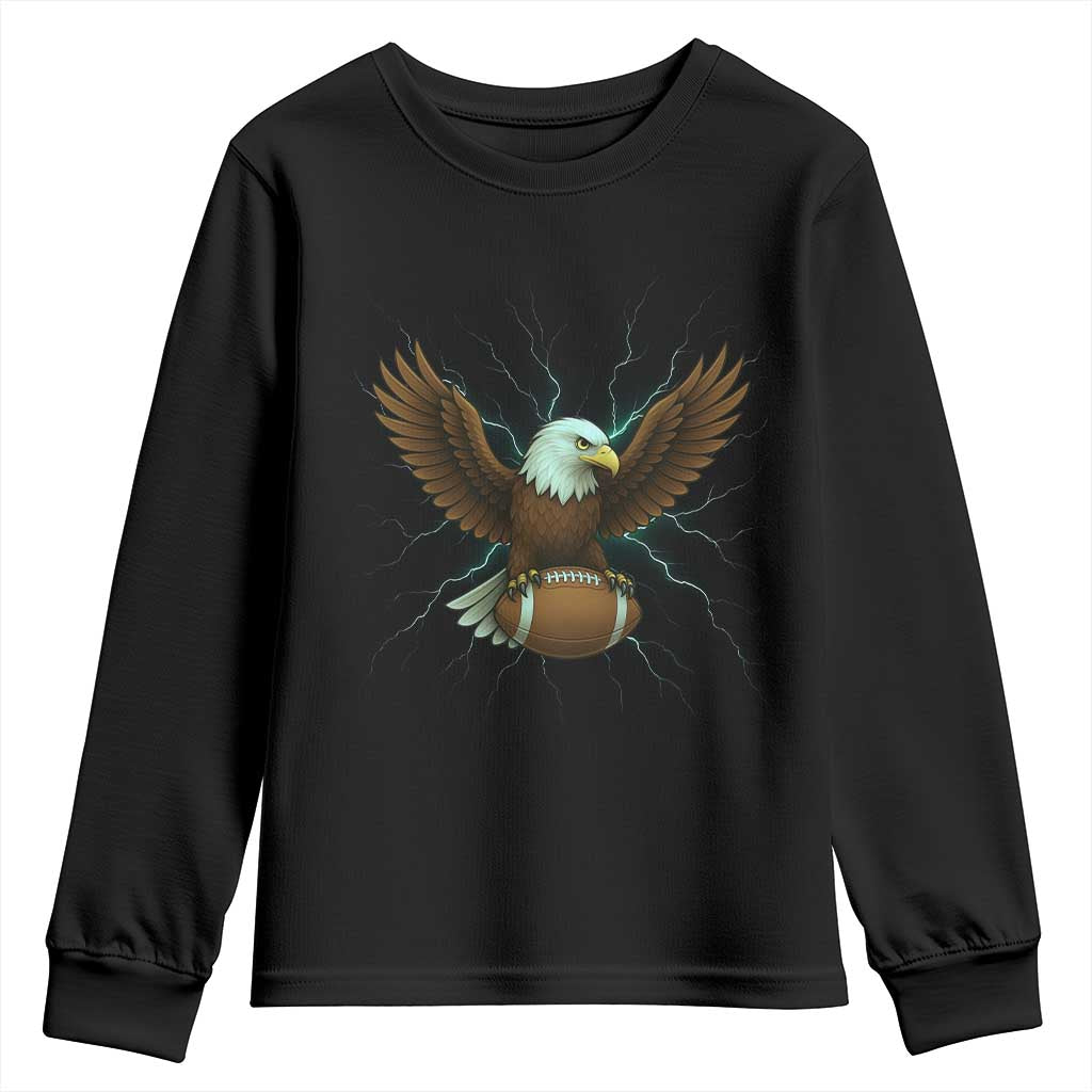 Lightning Eagle Holding Youth Sweatshirt Football Player Gift - Wonder Print Shop