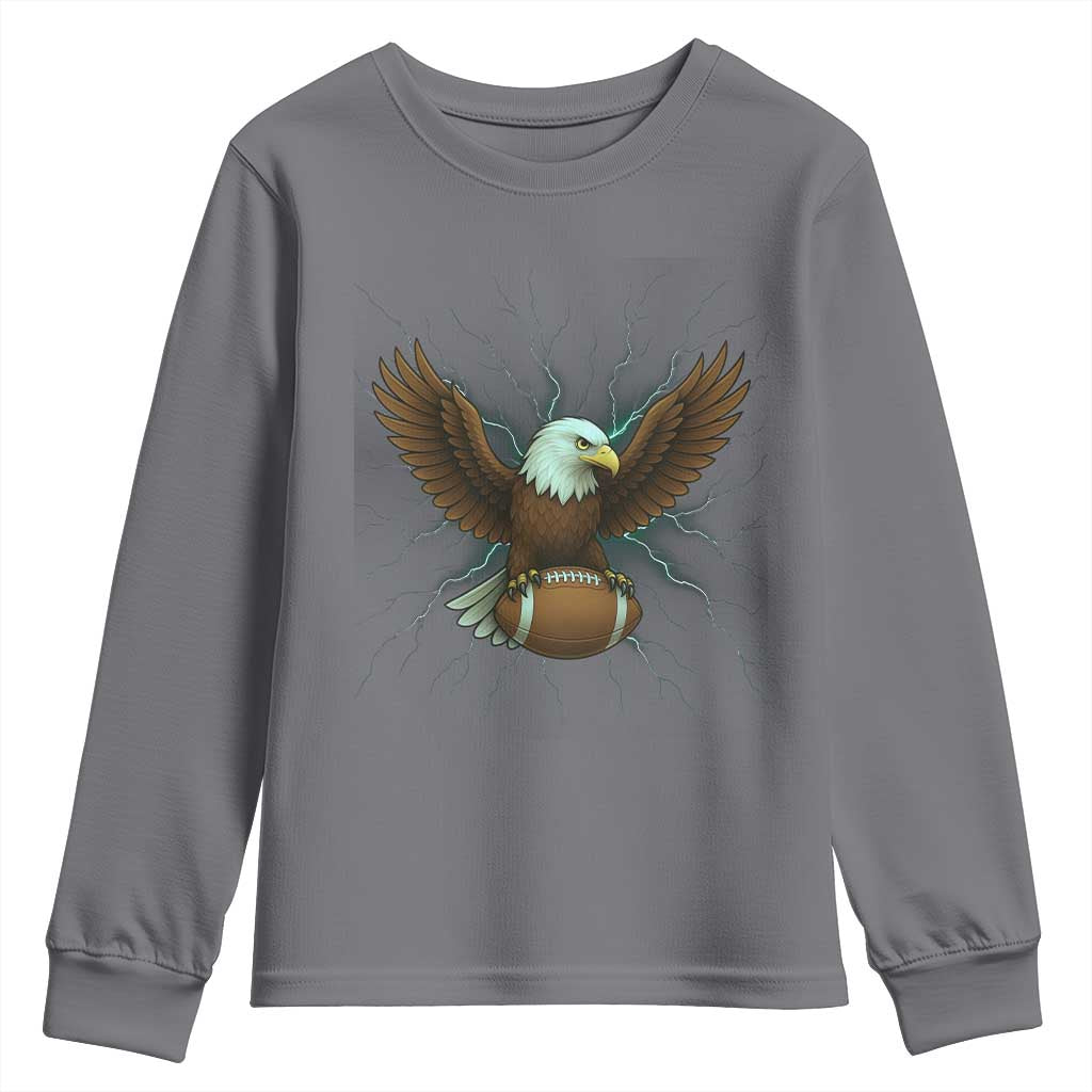 Lightning Eagle Holding Youth Sweatshirt Football Player Gift - Wonder Print Shop