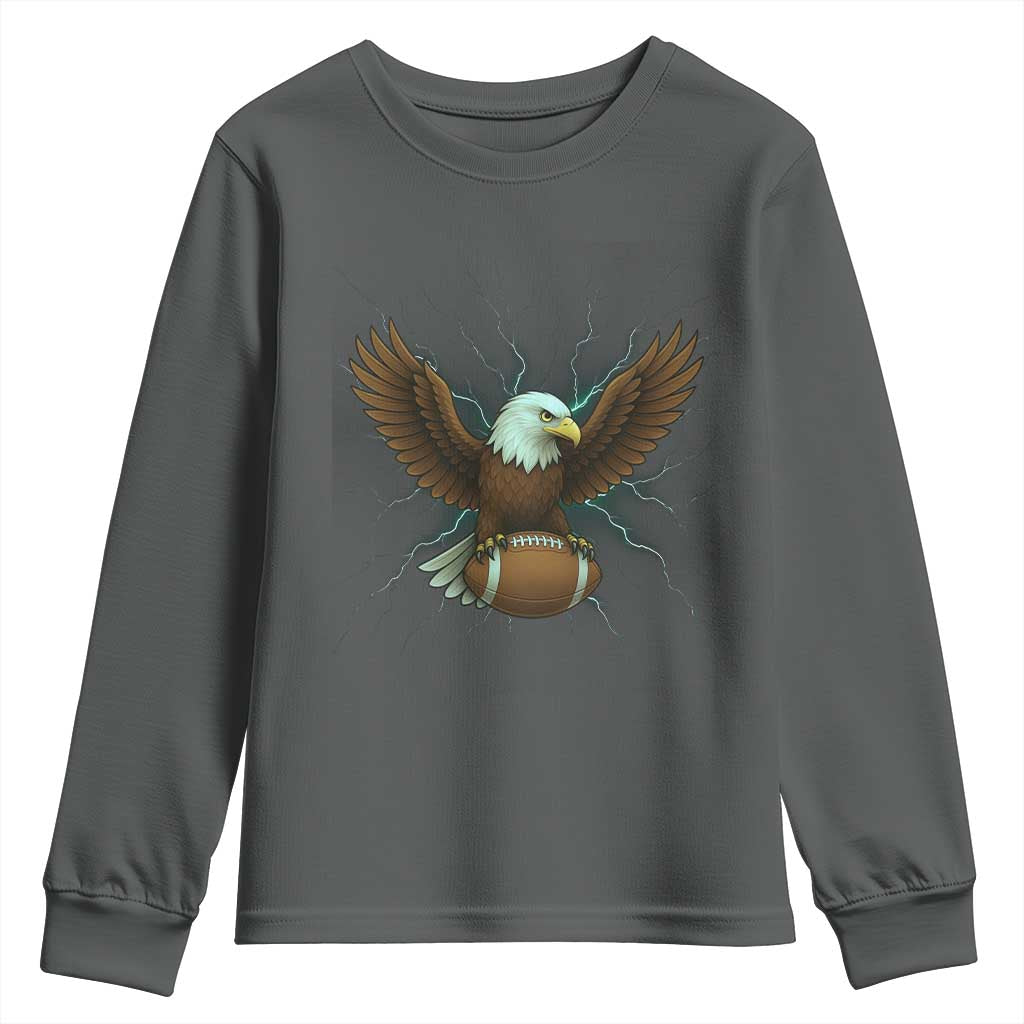 Lightning Eagle Holding Youth Sweatshirt Football Player Gift - Wonder Print Shop