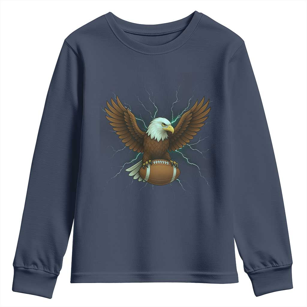 Lightning Eagle Holding Youth Sweatshirt Football Player Gift - Wonder Print Shop