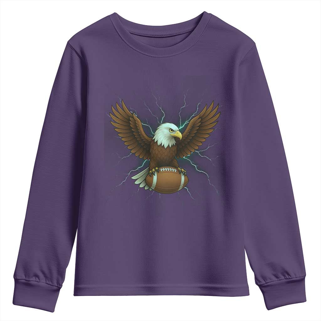 Lightning Eagle Holding Youth Sweatshirt Football Player Gift - Wonder Print Shop