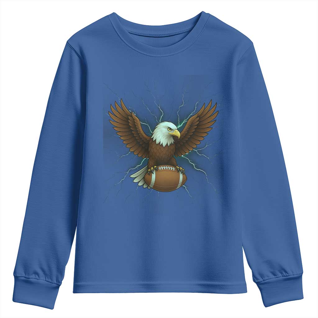 Lightning Eagle Holding Youth Sweatshirt Football Player Gift - Wonder Print Shop