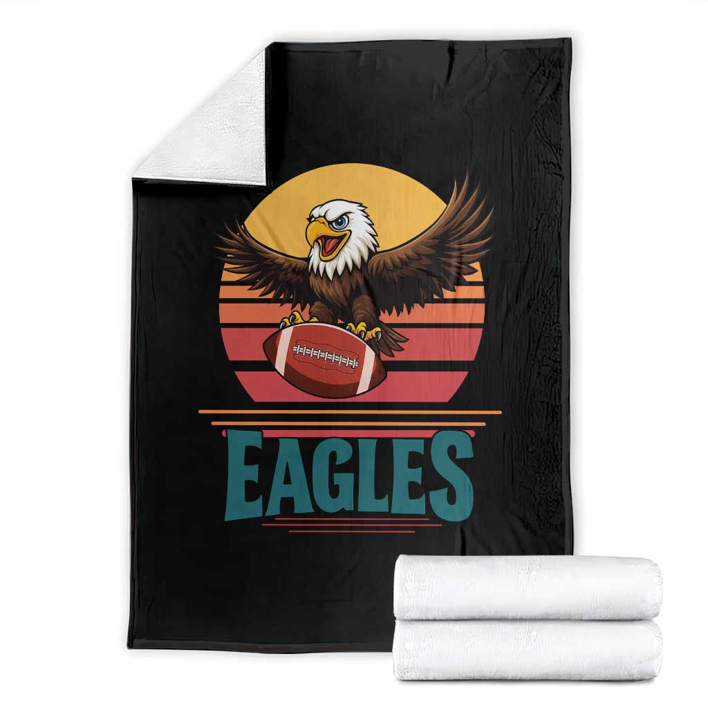 Funny Eagle Football Fan Throw Blanket Retro Vintage Style - Wonder Print Shop