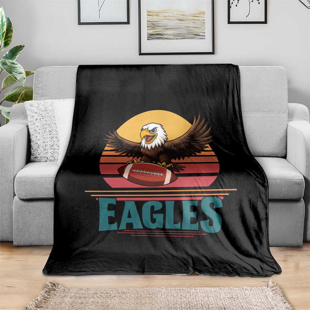 Funny Eagle Football Fan Throw Blanket Retro Vintage Style - Wonder Print Shop
