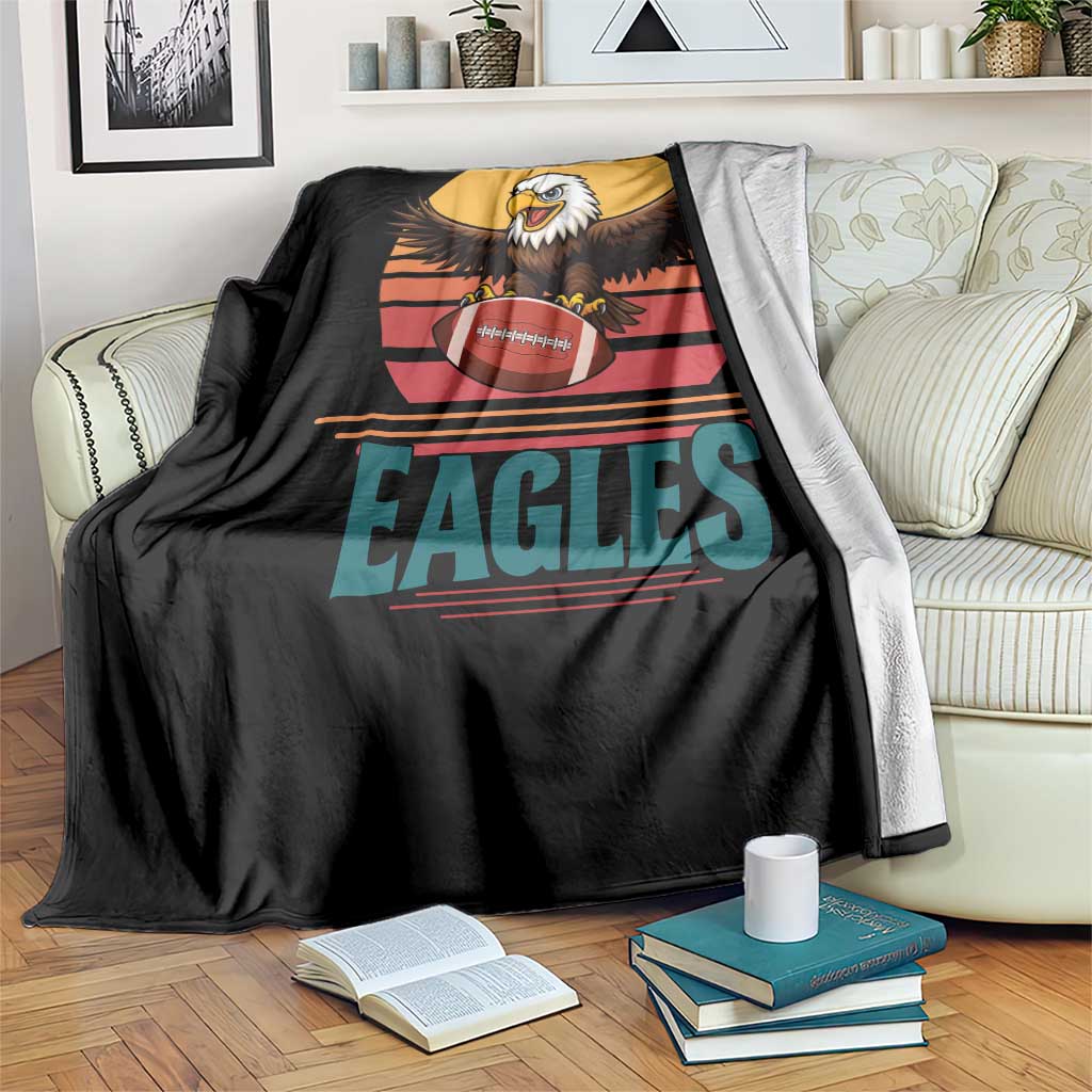 Funny Eagle Football Fan Throw Blanket Retro Vintage Style - Wonder Print Shop