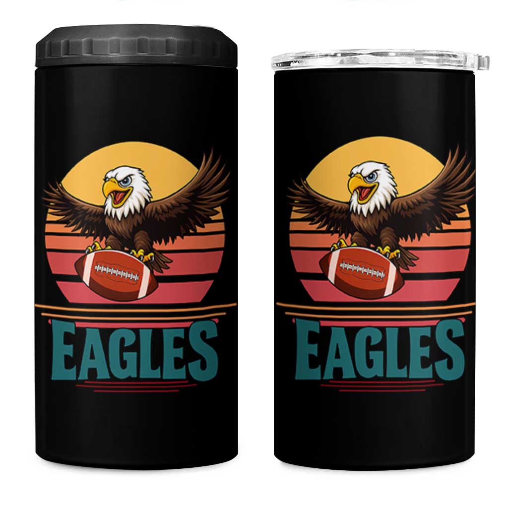 Funny Eagle Football Fan 4 in 1 Can Cooler Tumbler Retro Vintage Style - Wonder Print Shop