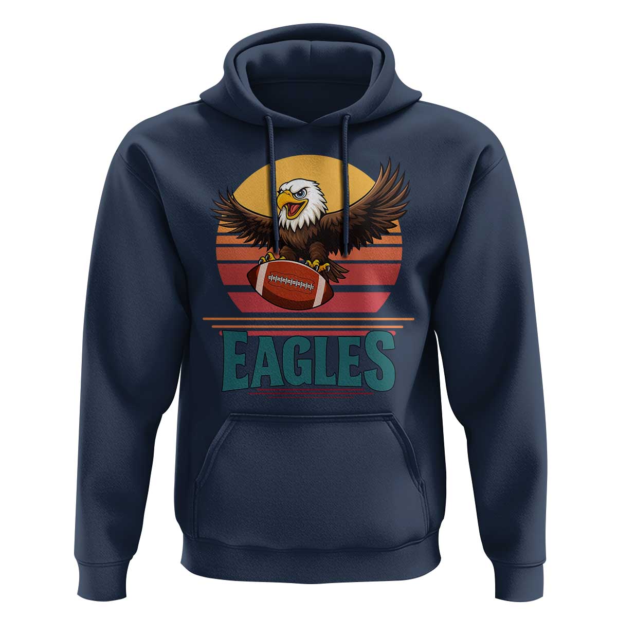 Funny Eagle Football Fan Hoodie Retro Vintage Style - Wonder Print Shop