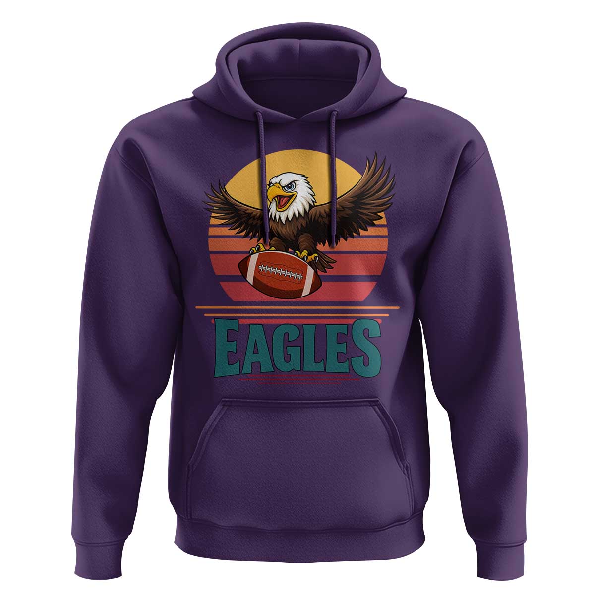 Funny Eagle Football Fan Hoodie Retro Vintage Style - Wonder Print Shop