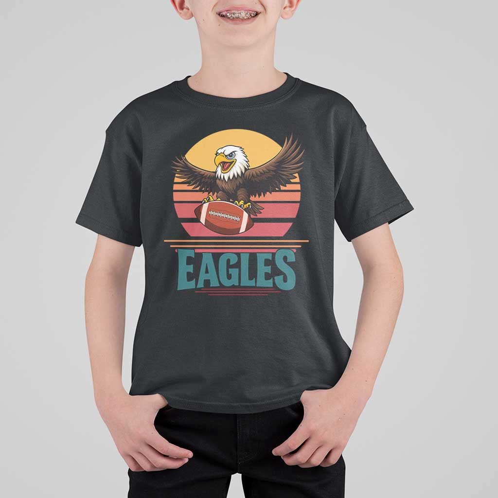 Funny Eagle Football Fan T Shirt For Kid Retro Vintage Style - Wonder Print Shop