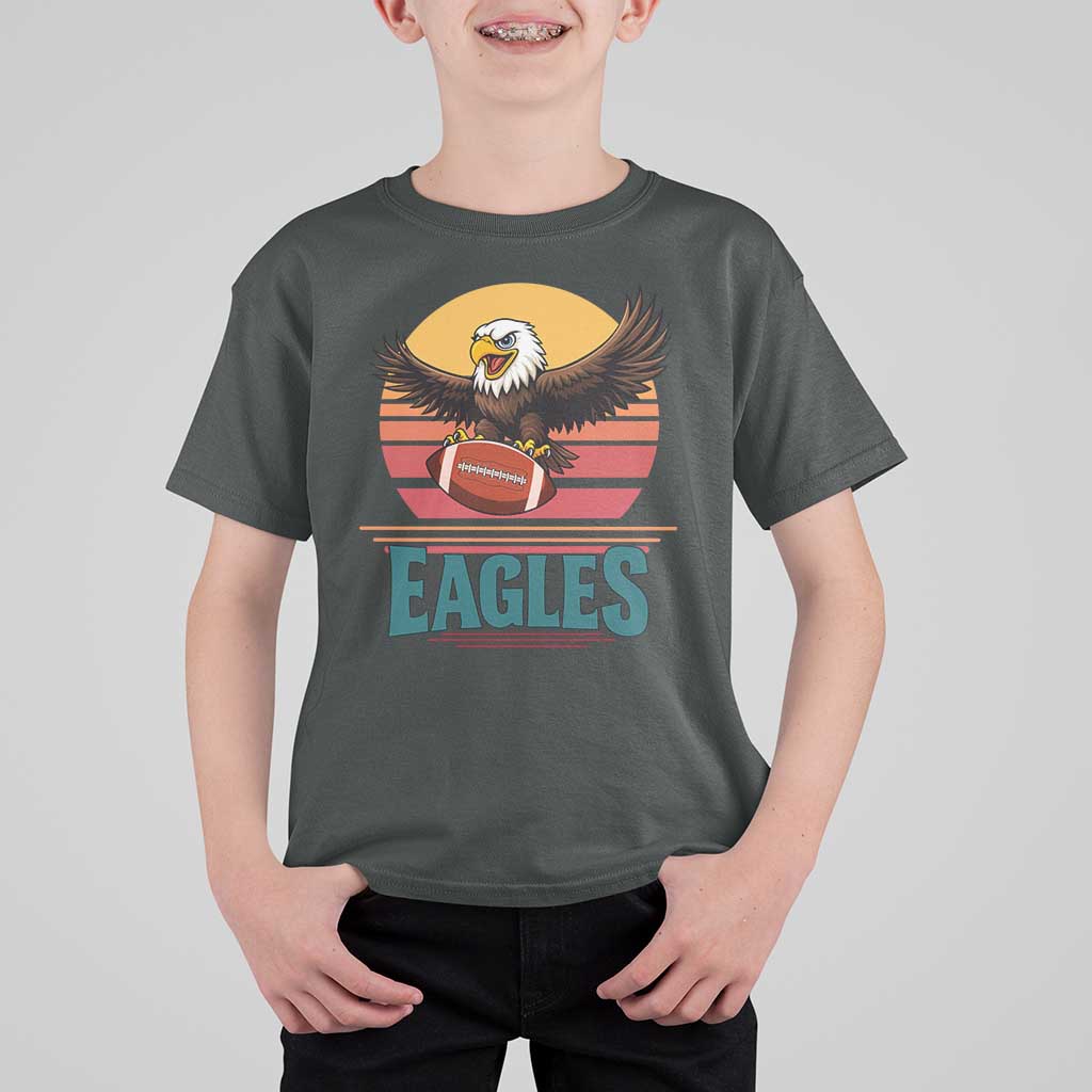 Funny Eagle Football Fan T Shirt For Kid Retro Vintage Style - Wonder Print Shop