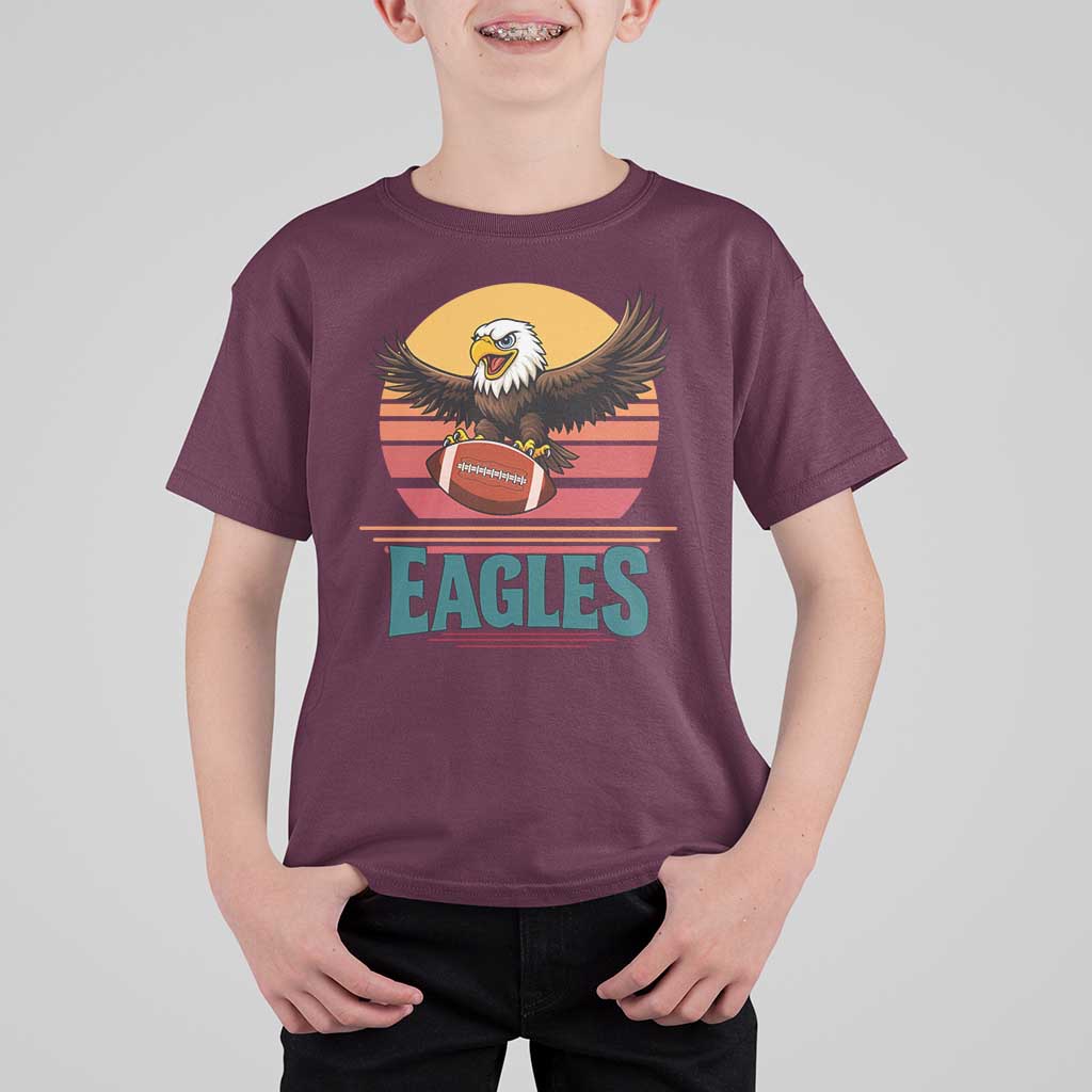 Funny Eagle Football Fan T Shirt For Kid Retro Vintage Style - Wonder Print Shop