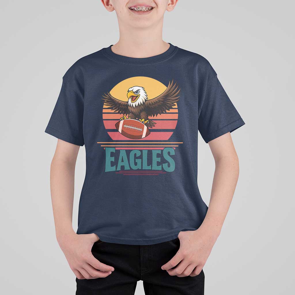 Funny Eagle Football Fan T Shirt For Kid Retro Vintage Style - Wonder Print Shop